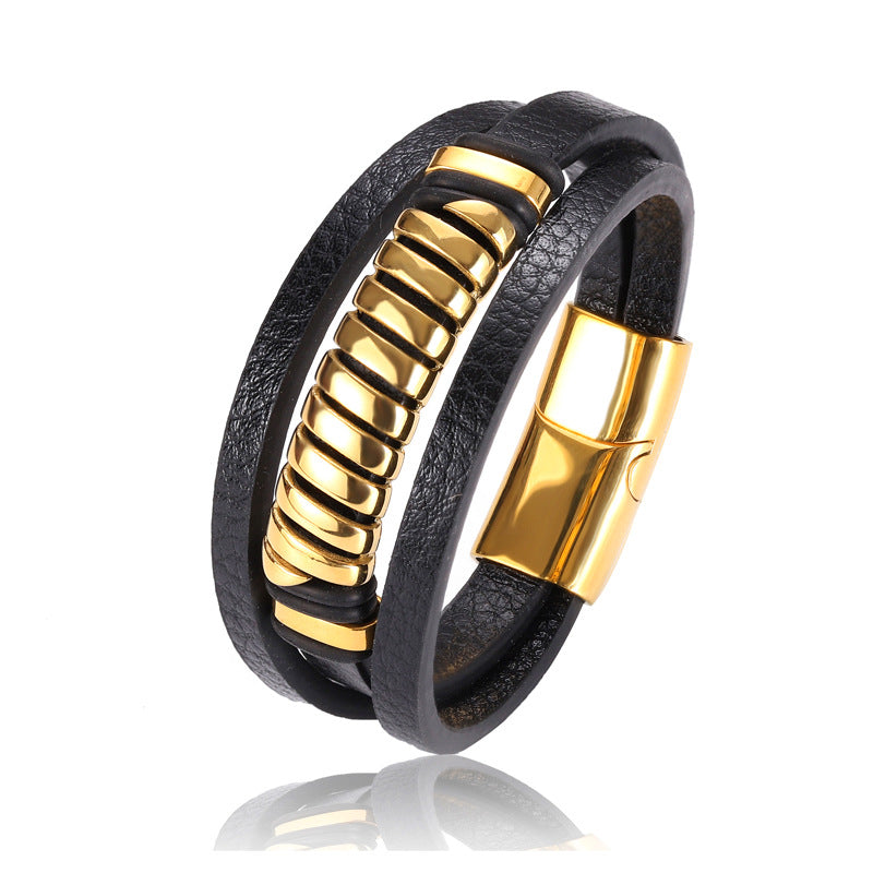 Stainless Steel Swivel S-shaped Bracelet With Golden Personality