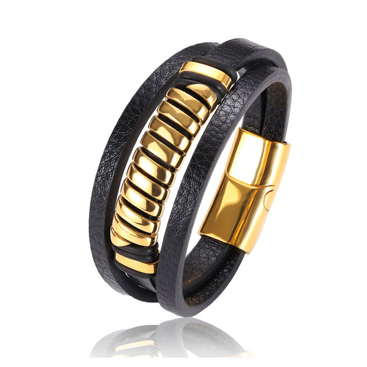 Stainless Steel Swivel S-shaped Bracelet With Golden Personality