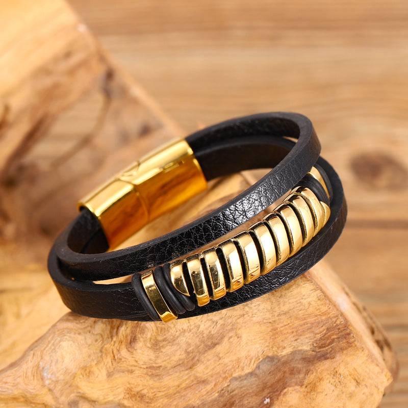 Stainless Steel Swivel S-shaped Bracelet With Golden Personality