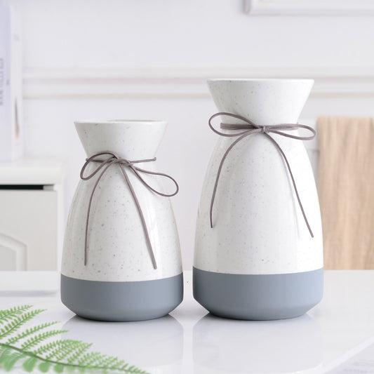 Simple And Modern White And Gray Isolated Color Ceramic Vase Floral Home Decoration