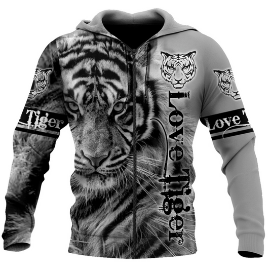 Lion 3D Printed Sweater 3D Zipper Hooded Sweater