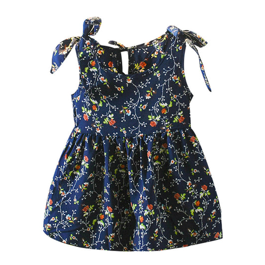 Girls Fashion Western Style Sleeveless Sling Floral Dress