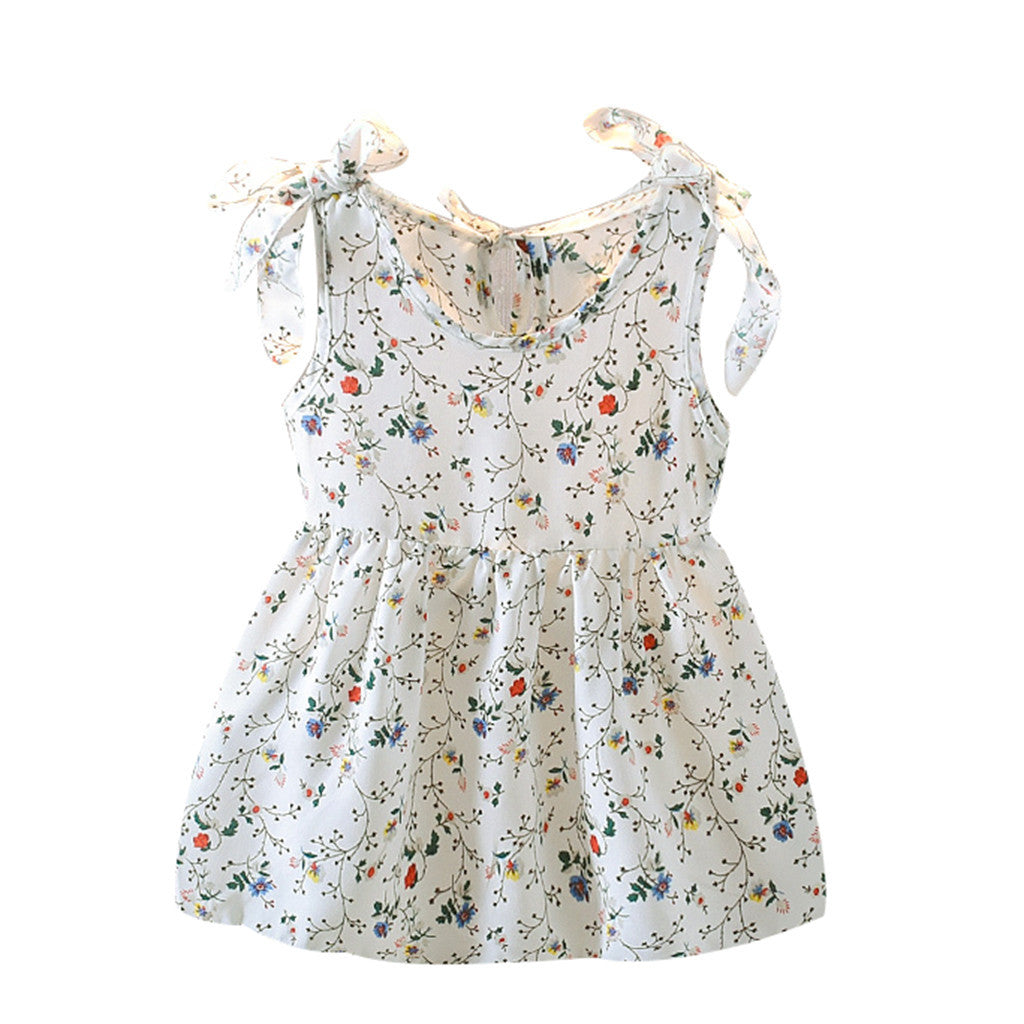 Girls Fashion Western Style Sleeveless Sling Floral Dress