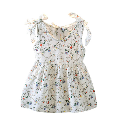 Girls Fashion Western Style Sleeveless Sling Floral Dress
