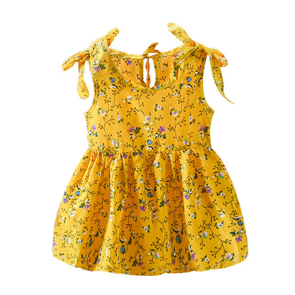 Girls Fashion Western Style Sleeveless Sling Floral Dress