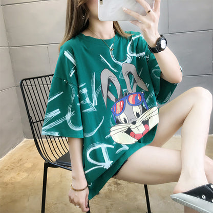 Loose plus size rabbit T-shirt