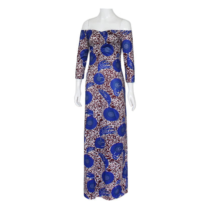 Printed One-Line Off-Shoulder Plus Size Dress