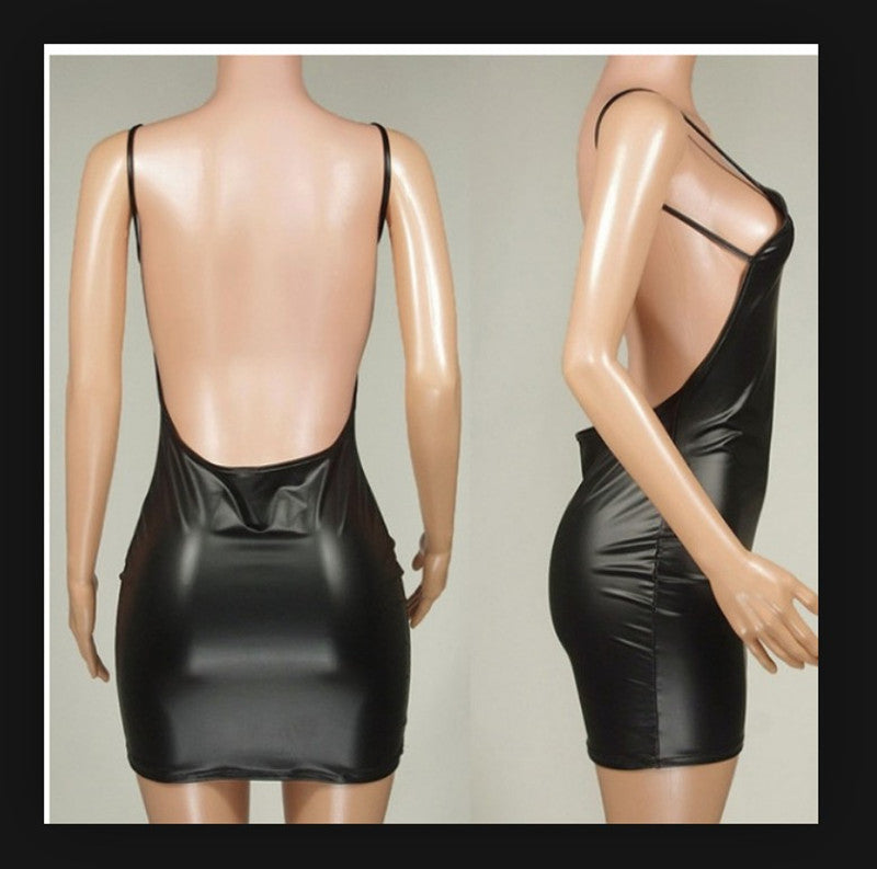Sexy Leather Dress in Black Patent Leather