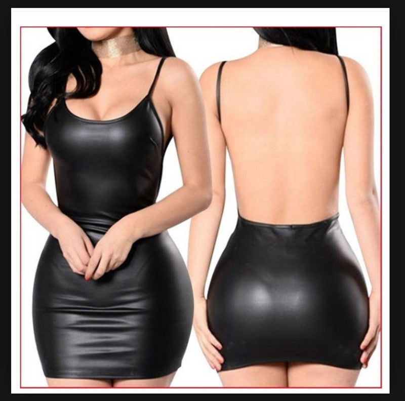 Sexy Leather Dress in Black Patent Leather