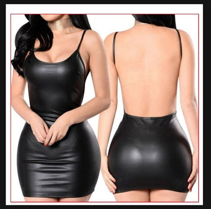Sexy Leather Dress in Black Patent Leather