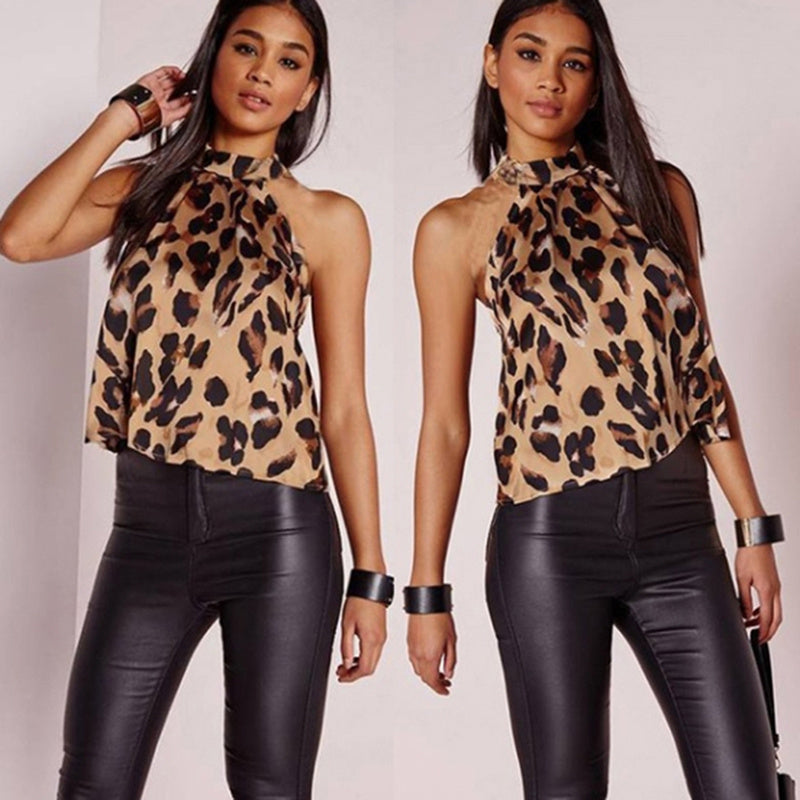 Fashion Leopard Print Halterneck Se Xy Bare Back