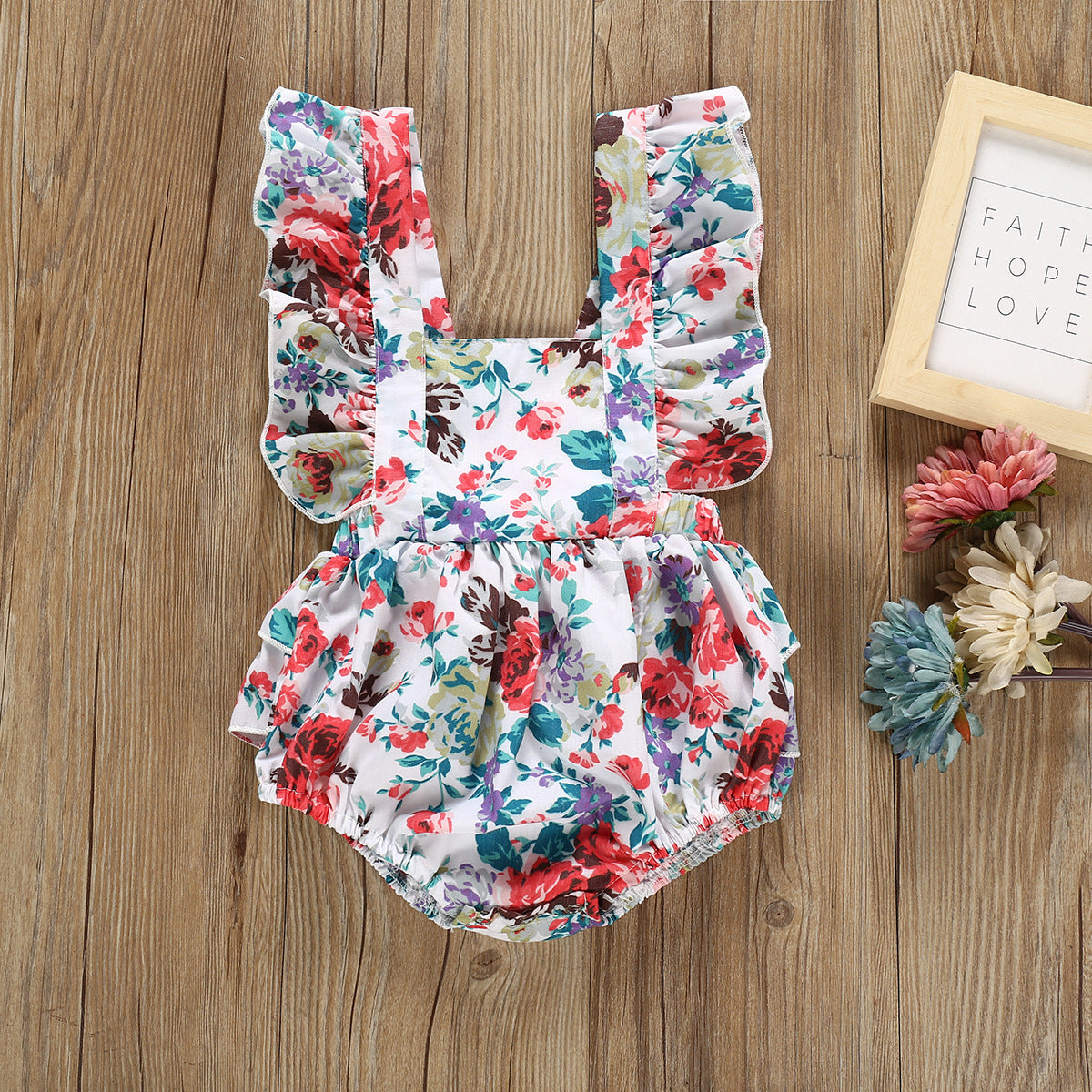 Multicolor Printed Floral One Piece Halter Romper