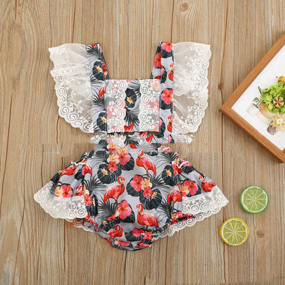 Multicolor Printed Floral One Piece Halter Romper