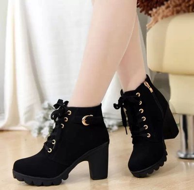 Cross-lace Thick-heel Martin Boots