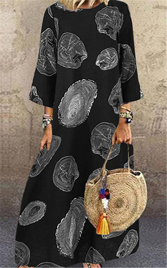 Plus Size Women's Print Long Sleeve Dress