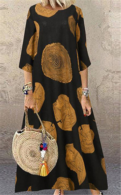 Plus Size Women's Print Long Sleeve Dress