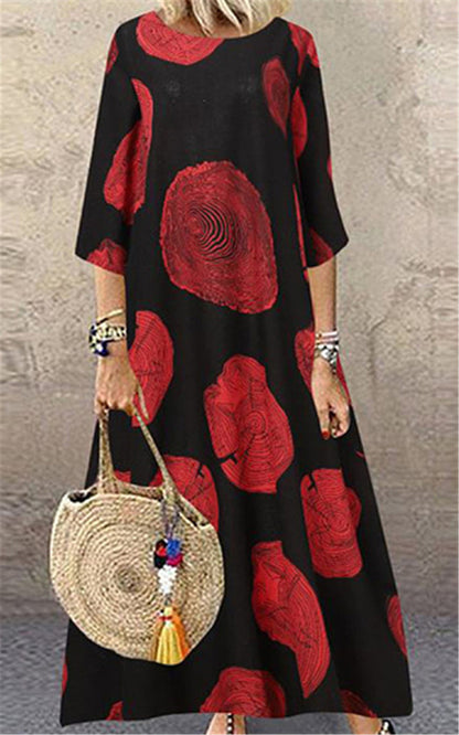 Plus Size Women's Print Long Sleeve Dress