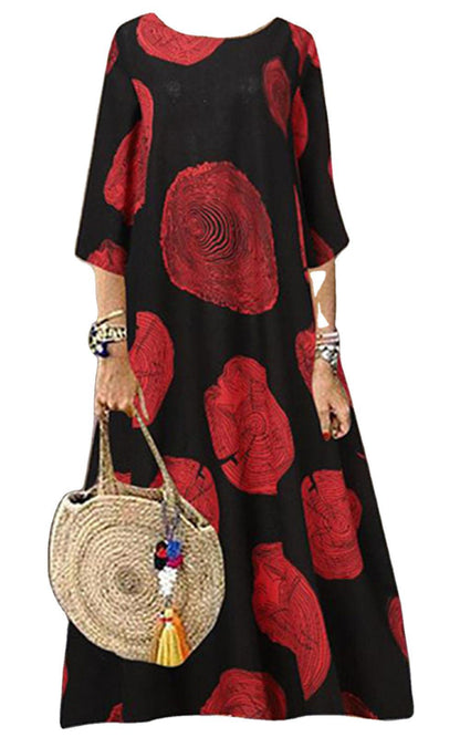 Plus Size Women's Print Long Sleeve Dress