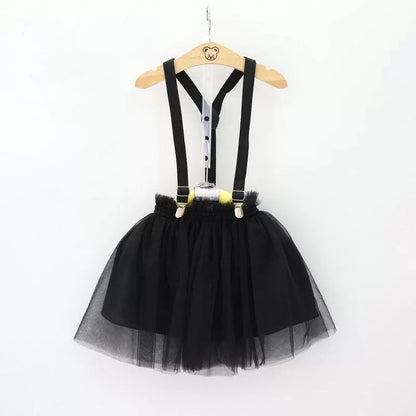 Cartoon T-shirt Mesh Suspender Skirt Suit