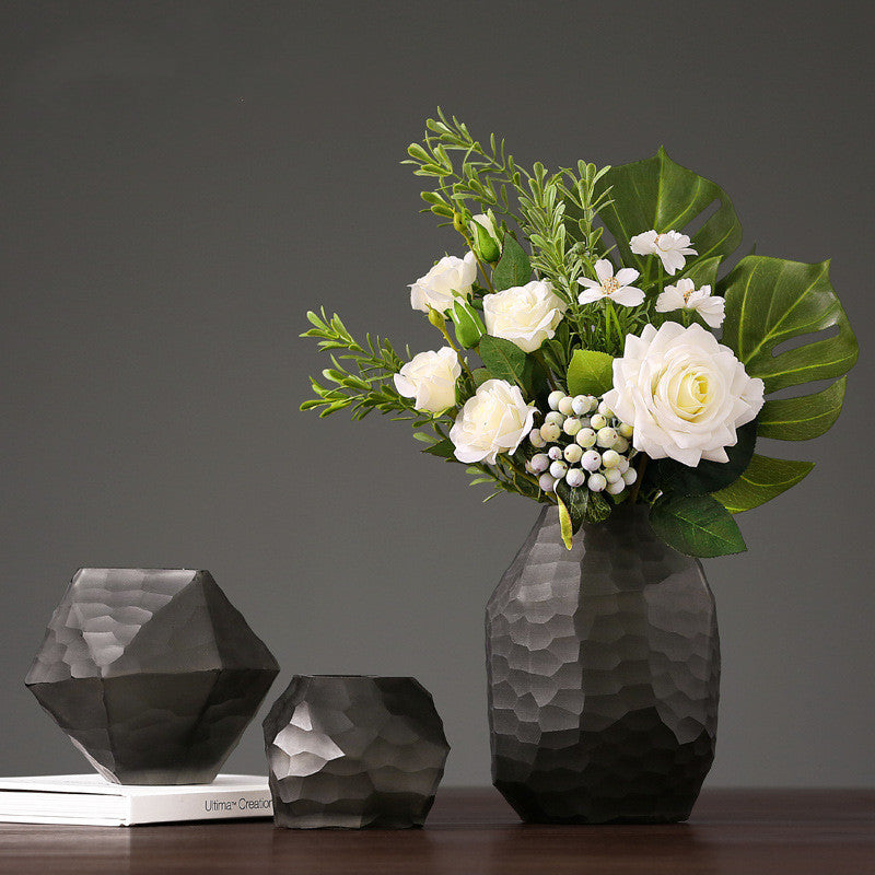Retro Vase Geometric Rhombus Creative Glass Polygonal Bedroom Dried Flower Vase