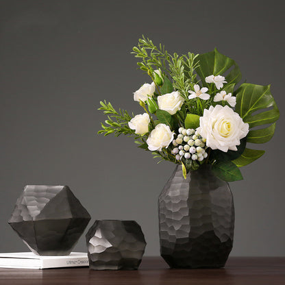Retro Vase Geometric Rhombus Creative Glass Polygonal Bedroom Dried Flower Vase