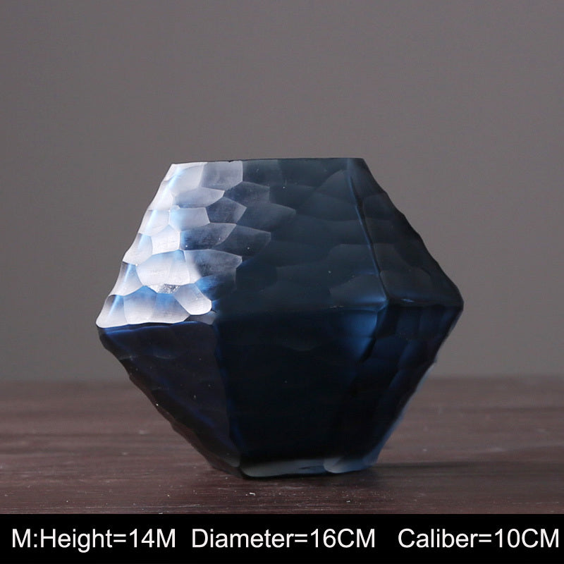 Retro Vase Geometric Rhombus Creative Glass Polygonal Bedroom Dried Flower Vase