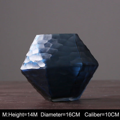 Retro Vase Geometric Rhombus Creative Glass Polygonal Bedroom Dried Flower Vase