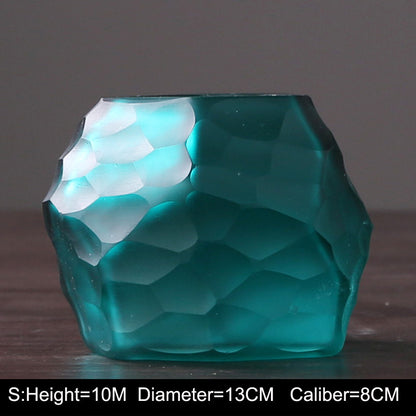 Retro Vase Geometric Rhombus Creative Glass Polygonal Bedroom Dried Flower Vase