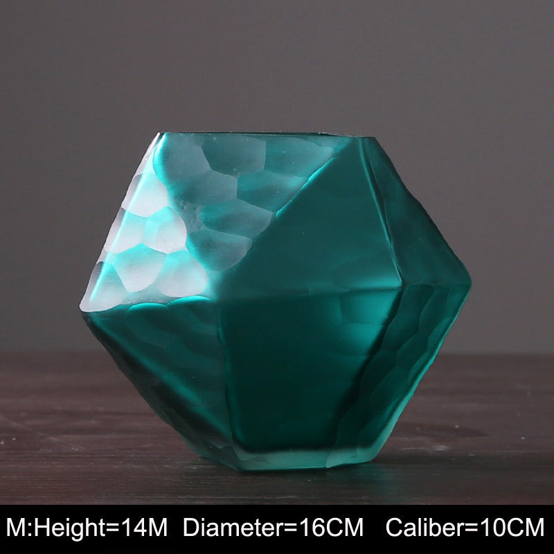 Retro Vase Geometric Rhombus Creative Glass Polygonal Bedroom Dried Flower Vase