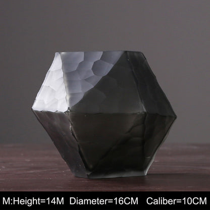 Retro Vase Geometric Rhombus Creative Glass Polygonal Bedroom Dried Flower Vase