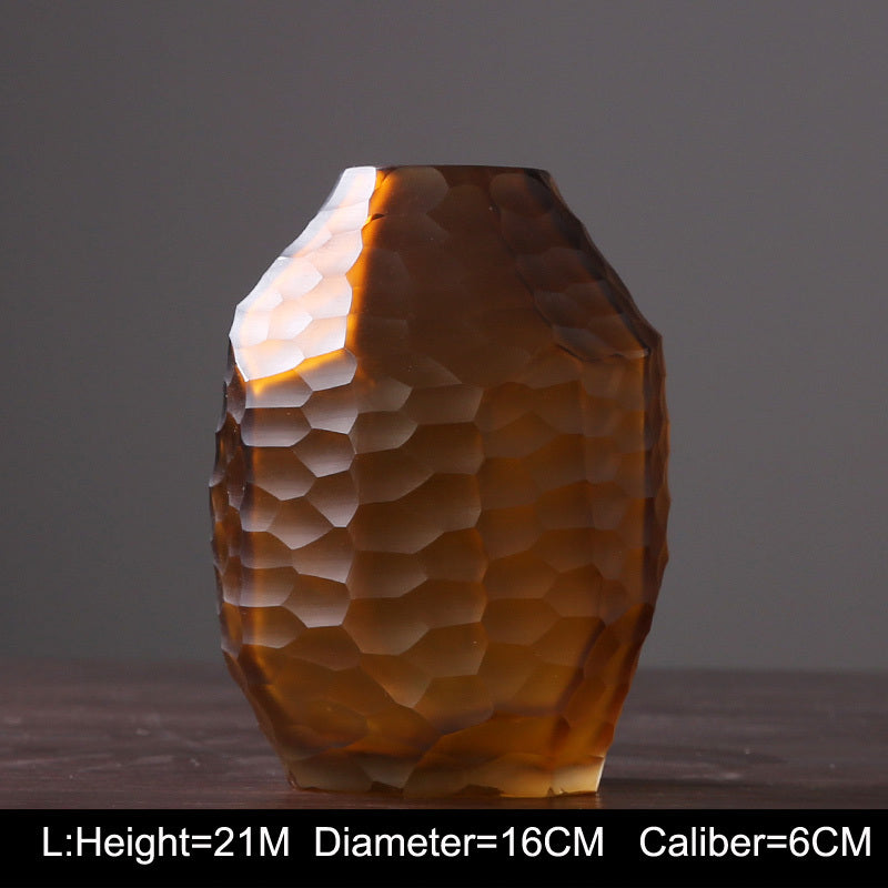 Retro Vase Geometric Rhombus Creative Glass Polygonal Bedroom Dried Flower Vase