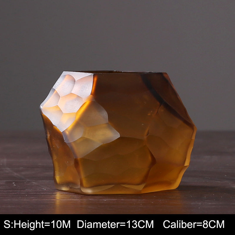 Retro Vase Geometric Rhombus Creative Glass Polygonal Bedroom Dried Flower Vase