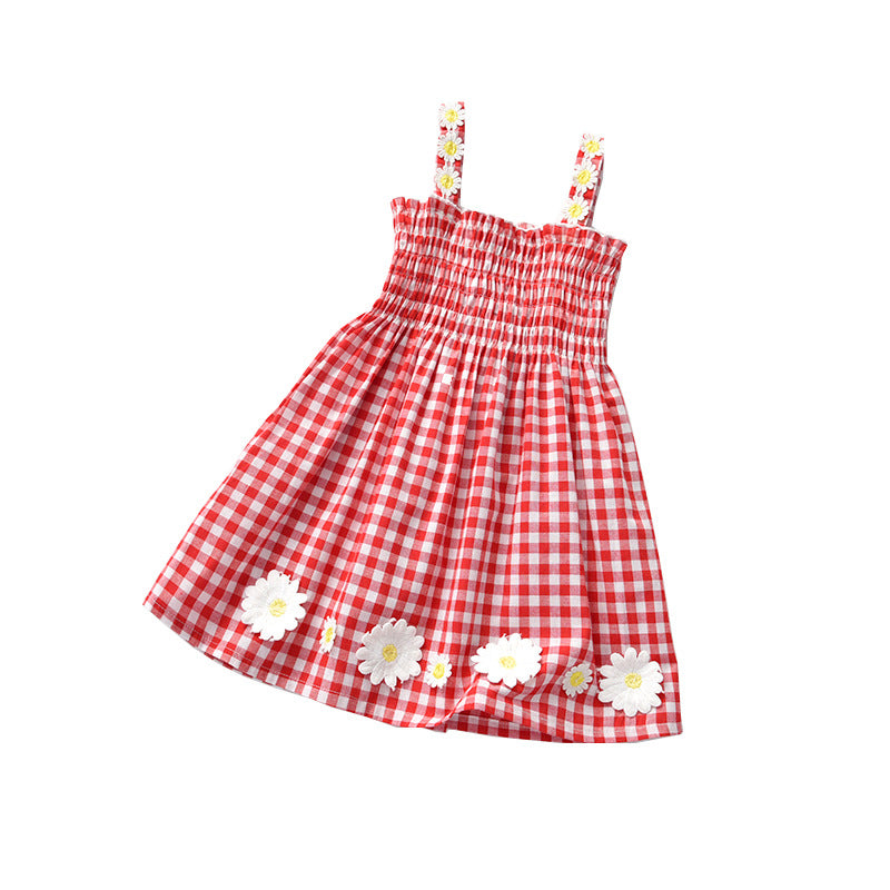 Girls Plaid dress Princess Suspender Skirt