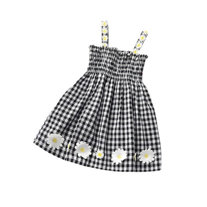 Girls Plaid dress Princess Suspender Skirt