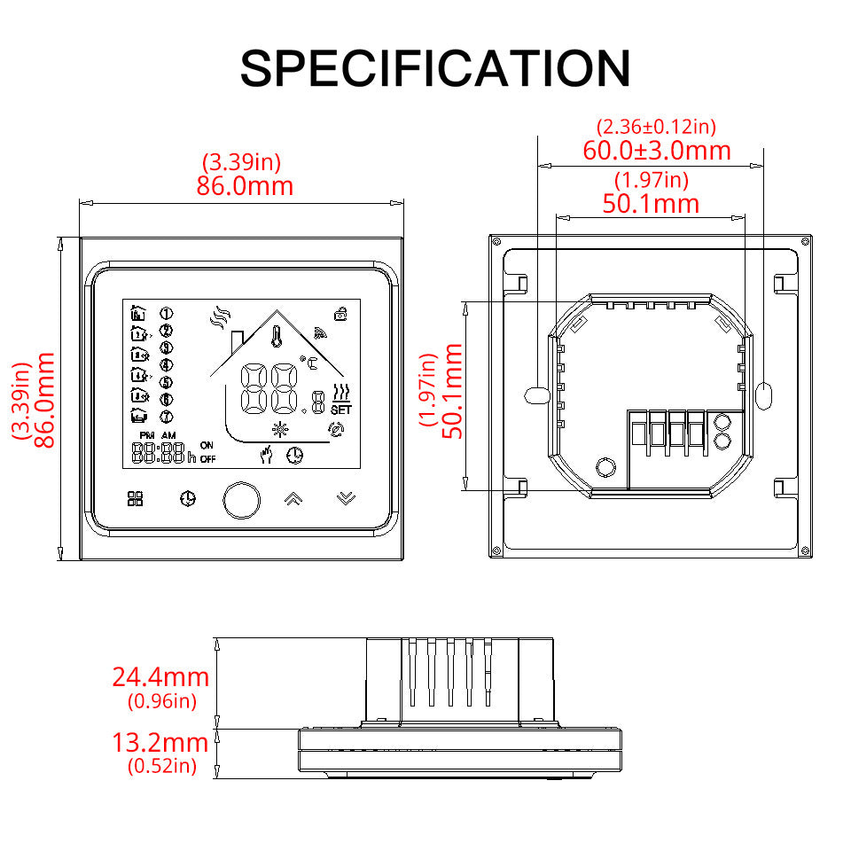LCD Thermostat With Built-In Probe