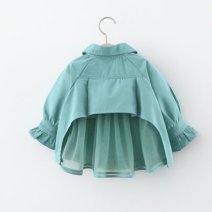Girls Mid-length Casual Cute Windbreaker Jacket