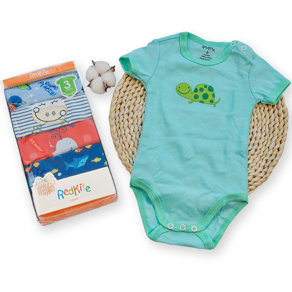Embroidered Cotton Children's Short-sleeved Jumpsuit