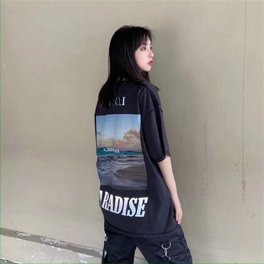 European and American trend plus size loose men and women with bf wind reflective T-shirt