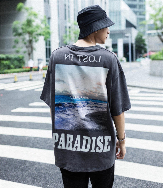 European and American trend plus size loose men and women with bf wind reflective T-shirt