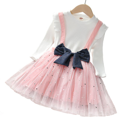 Little Girl Korean Style Western Fashionable Net Red Two-Piece Suit