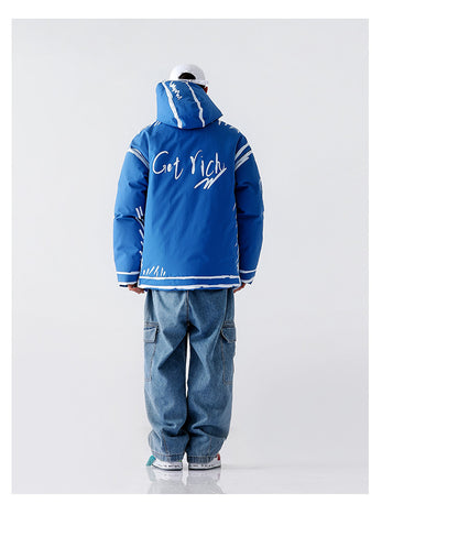 New Hooded Graffiti Short Loose Coat Plus Size Cotton Coat