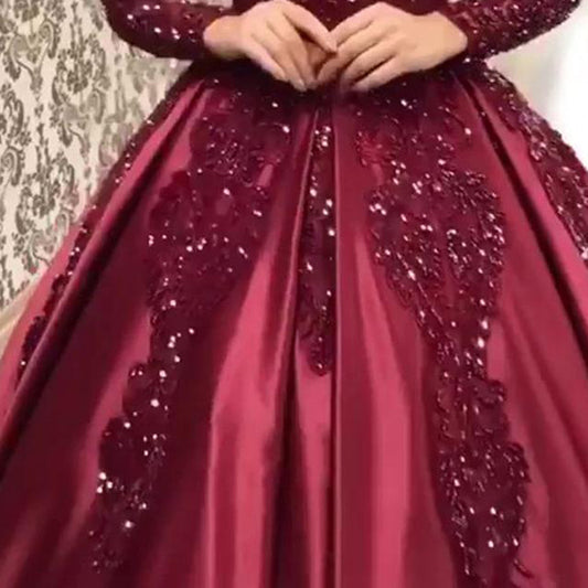 Deep V-Neck Sexy Dress Wedding Bride New Long Sleeve