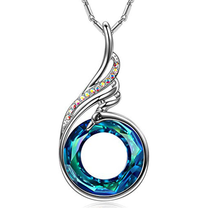 New Product Valentine's Day Phoenix Necklace Colorful Crystal Peacock