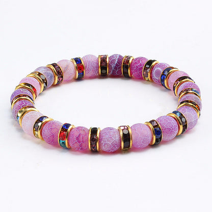 Purple Weathered Gold And Silver Rhinestone Circle Bracelet