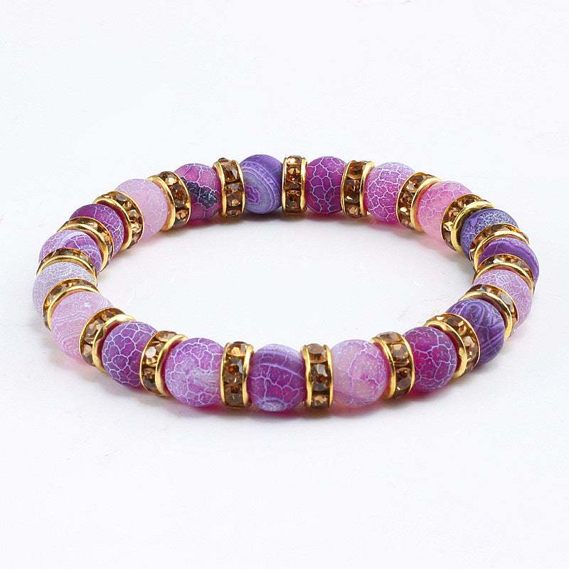 Purple Weathered Gold And Silver Rhinestone Circle Bracelet