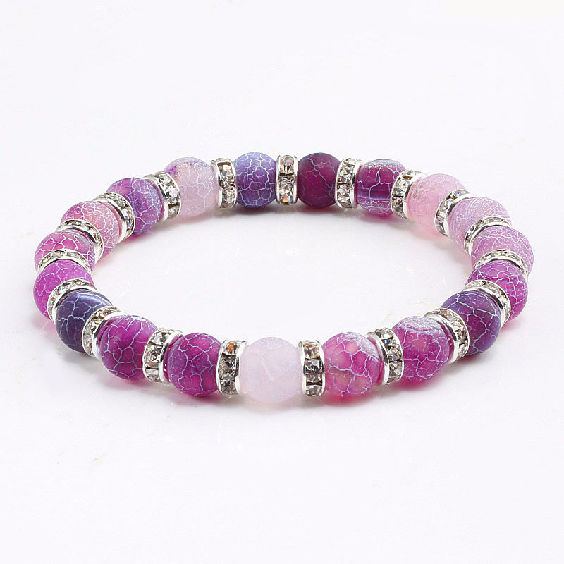 Purple Weathered Gold And Silver Rhinestone Circle Bracelet