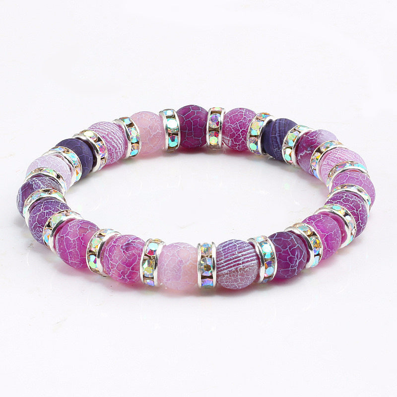 Purple Weathered Gold And Silver Rhinestone Circle Bracelet
