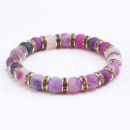 Purple Weathered Gold And Silver Rhinestone Circle Bracelet