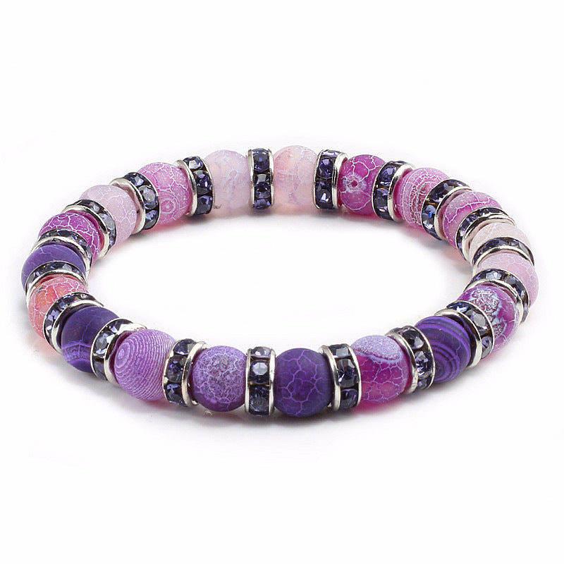 Purple Weathered Gold And Silver Rhinestone Circle Bracelet