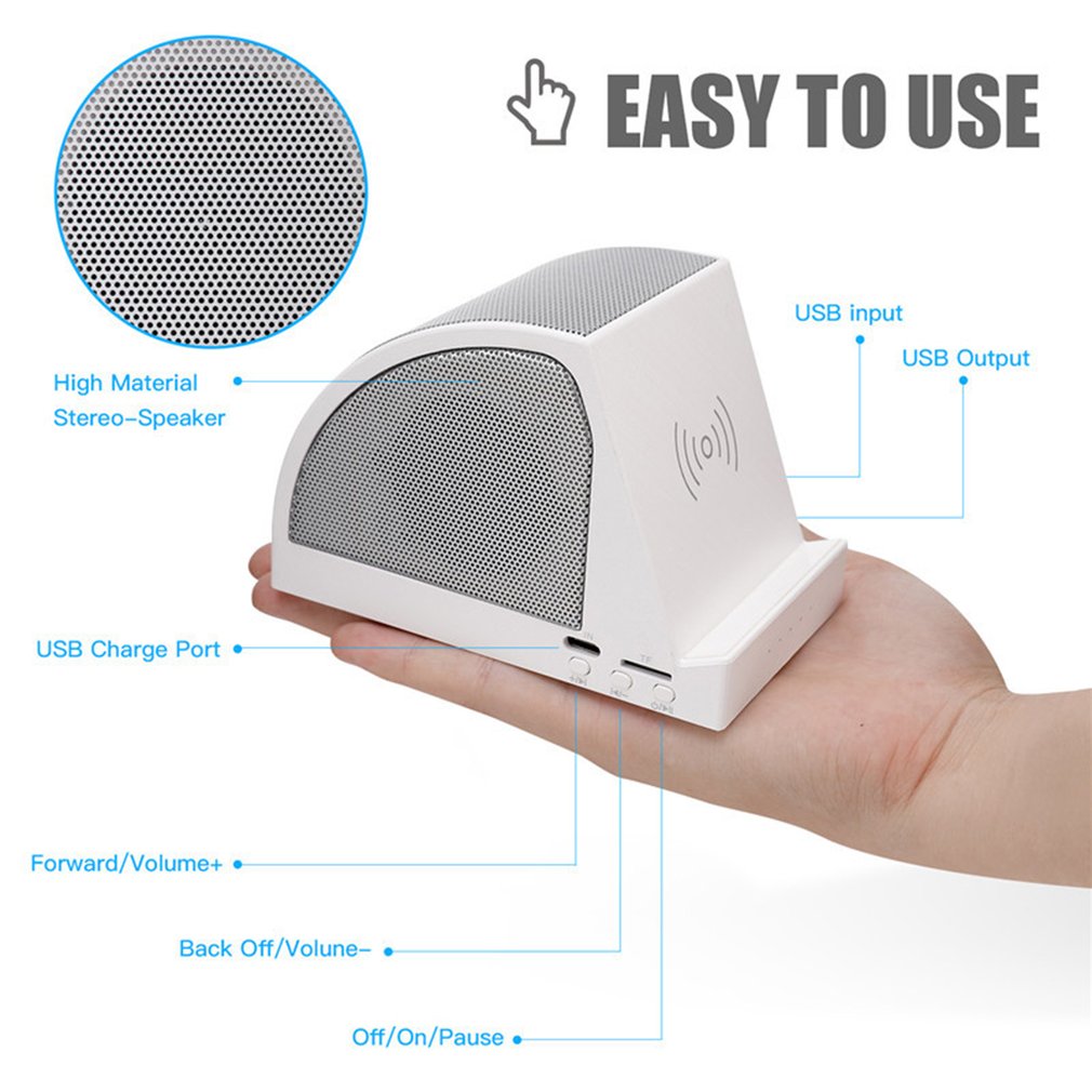 Wireless Charging Phone Holder Mini Subwoofer Bluetooth Speaker